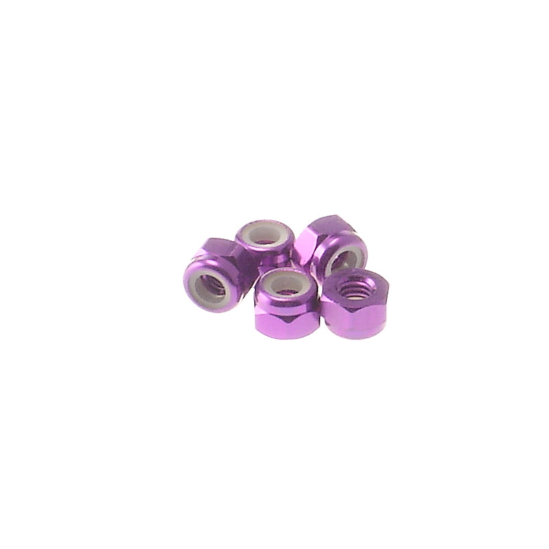 Ecrous nylstop alu 3mm Violet - HIRO SEIKO - 69221