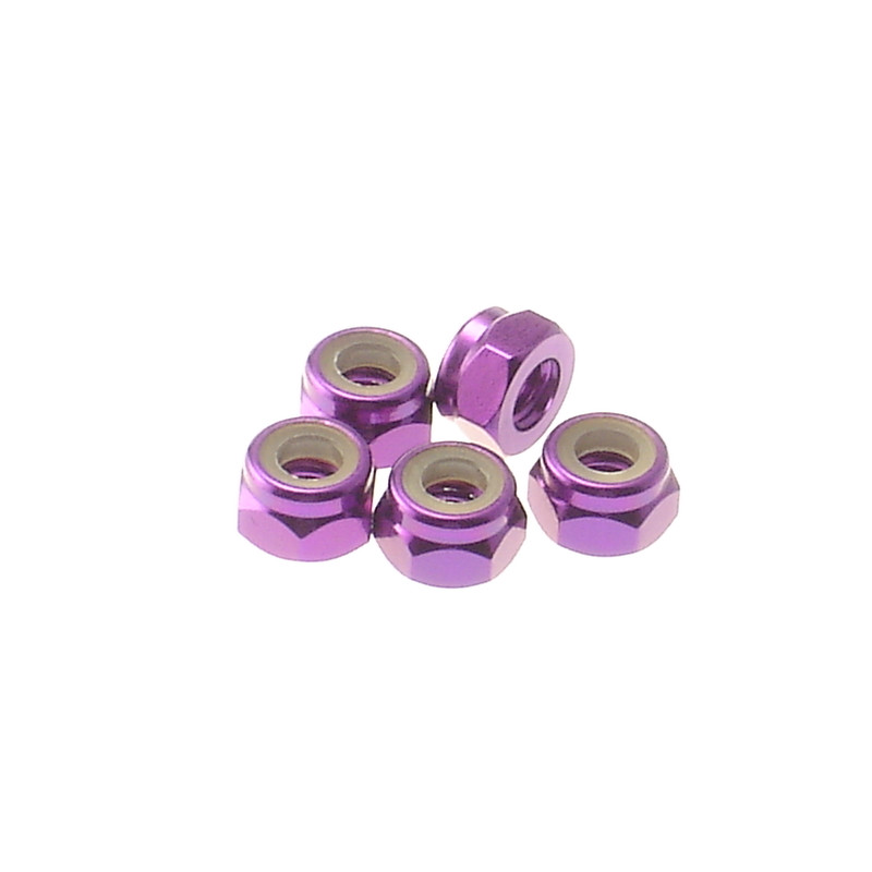 Ecrous nylstop alu 4mm Violet - HIRO SEIKO - 69227