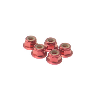  4mm Alloy Flange Nylon Nut  [Red] - 69246 - HIRO SEIKO