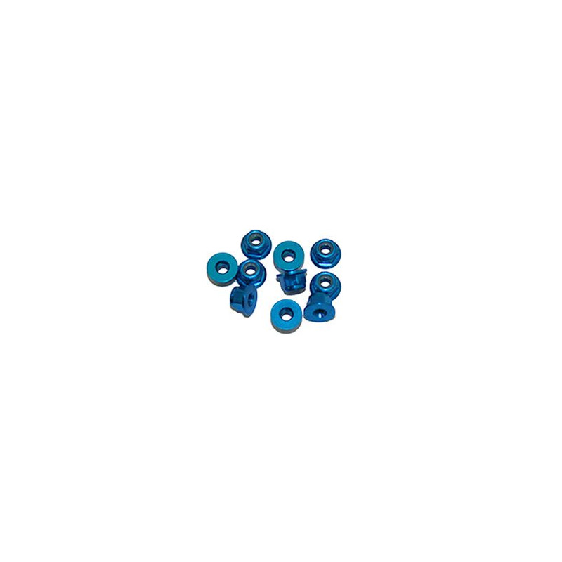 3MM. ALU. NYLON NUT W/FLANGED BLUE (10pcs) - UR1503-A - ULTIMATE