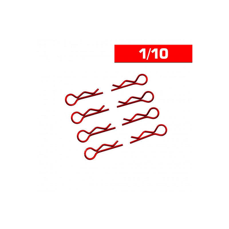 Clips carrosserie 1/10 rouge (x8) - ULTIMATE - UR6411-R