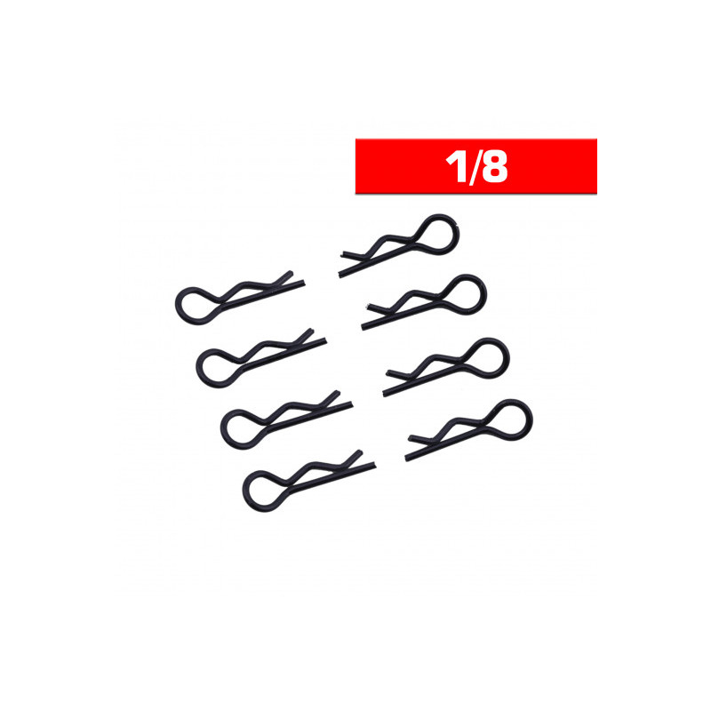 Clips carrosserie 1/8 noir (x8) - ULTIMATE - UR6412-N