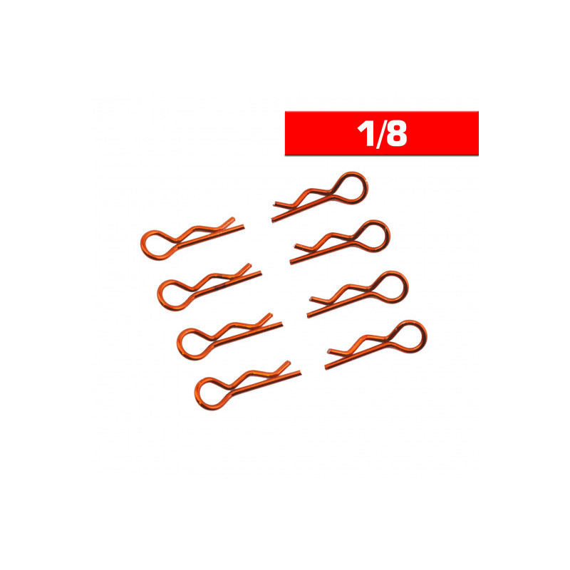 Clips carrosserie 1/8 orange (x8) - ULTIMATE - UR6412-G