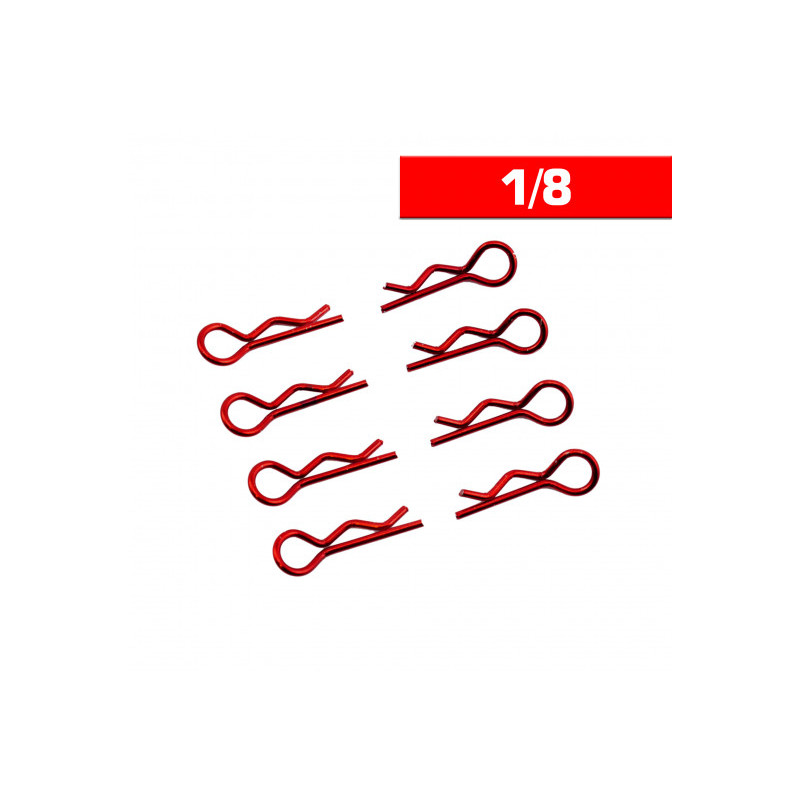 Clips carrosserie 1/8 rouge (x8) - ULTIMATE - UR6412-R