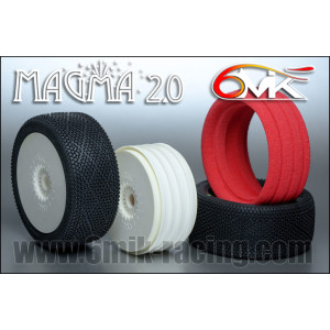 Pneus TT 1/8 Magma 2.0 + Jantes BL + Ins. - Inter (2) - 6MIK - TKU16I