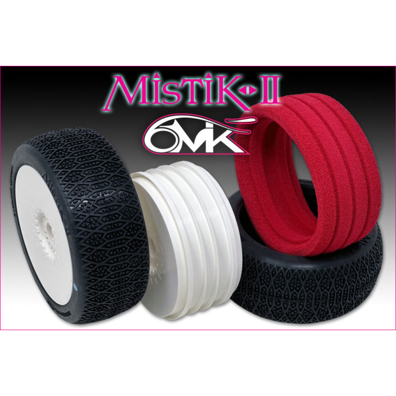 Pneus TT 1/8 Mystik 2 + Jantes BL + Ins. - Bleu (2) - 6MIK - TKU22B