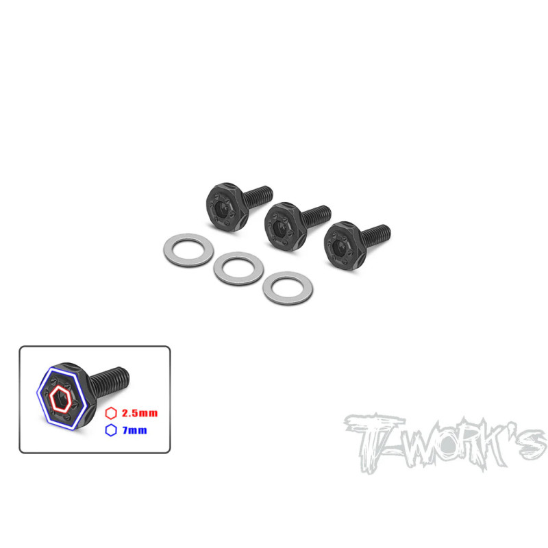 Vis d'Embout Moteur Acier Noire (3) - T-WORKS - TG-073