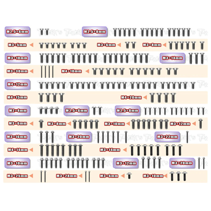 Kit Vis Titane UFO pour ASSO RC8 B4.1 (189) - T-WORKS - TSSU-RC8B4.1