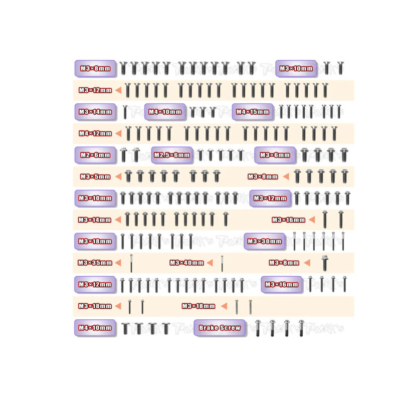 Kit de Vis Titane UFO pour XB8'23 (168) - T-WORKS - TSSU-XB8'23