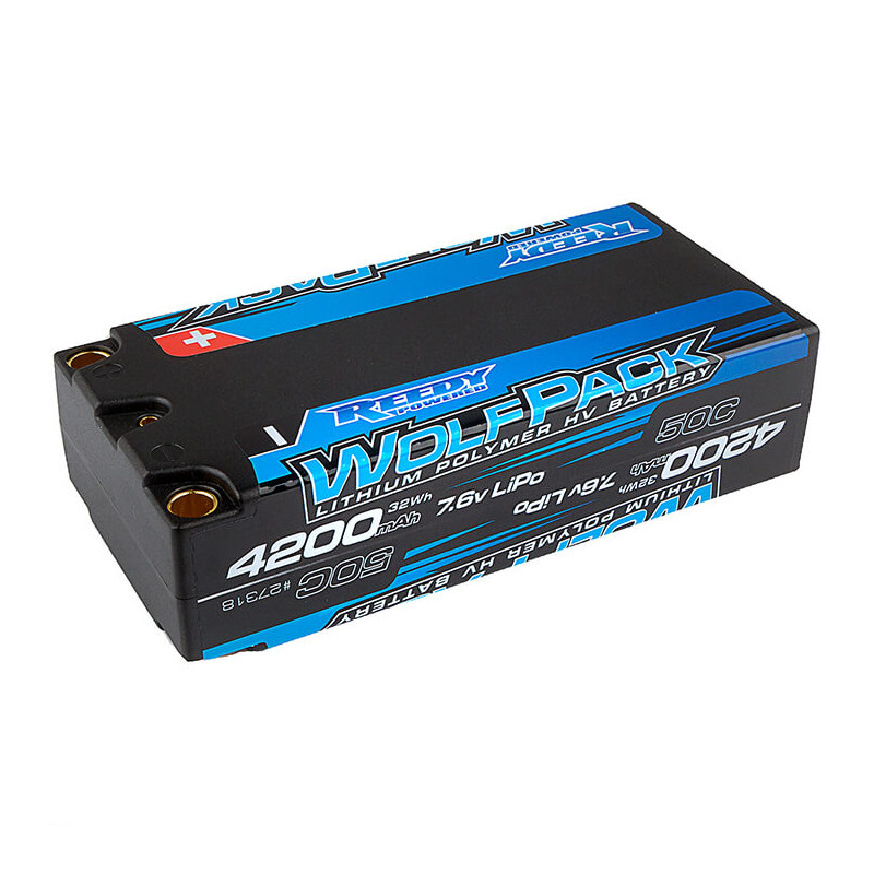 WOLFPACK HV-LIPO 4200MAH 50C 7.6V LIPO SHORTY BATTERY - REEDY - 27318